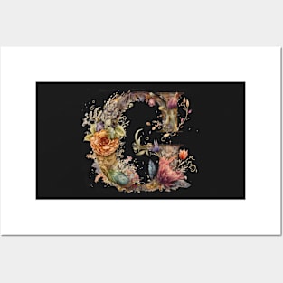 Floral Garden Watercolor Monogram Letter G Posters and Art